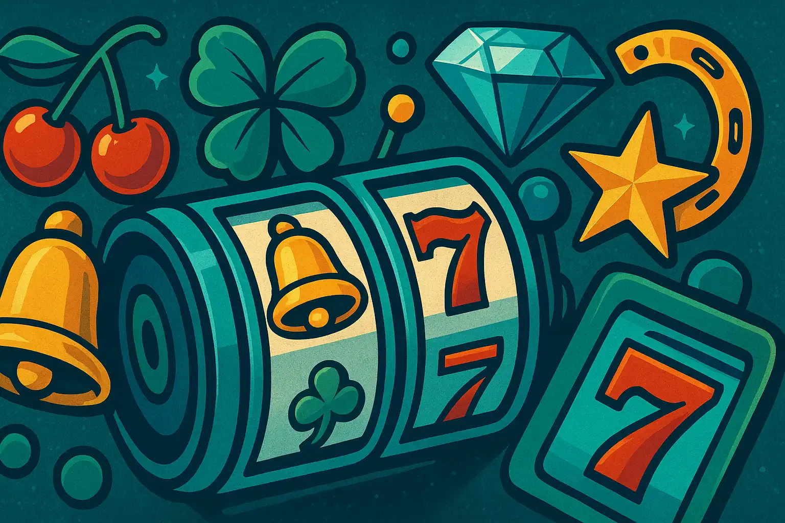 Collage of colourful slot machine reels representing the Norsemania slots library