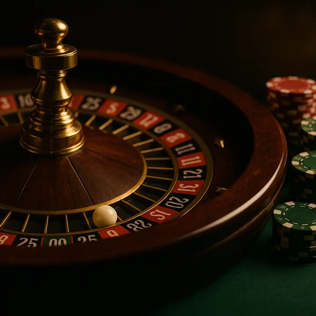 Roulette wheel and chips at Spinboss Casino